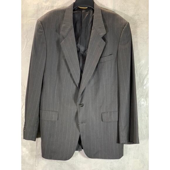 HART SCHAFFNER MARX Men's Gray Pinstripe Single Breasted Wool Long Blazer SZ 44L